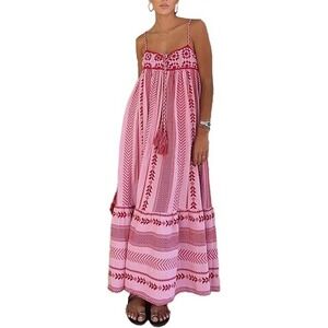 Boutique Brand Boho Spaghetti Strap Crochet Maxi Dress Women's M Sundress Beach